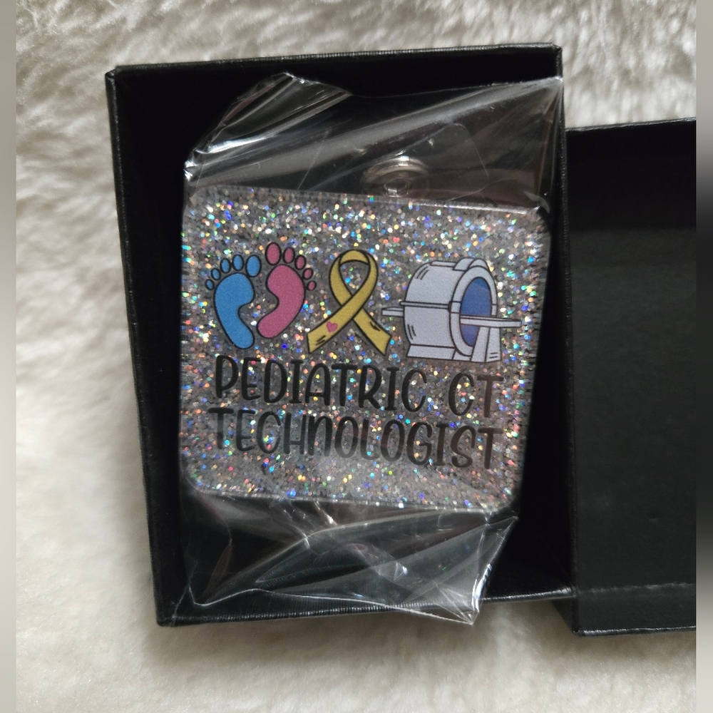 Pediatric CT Technologist Sparkly Badge Reel NIP